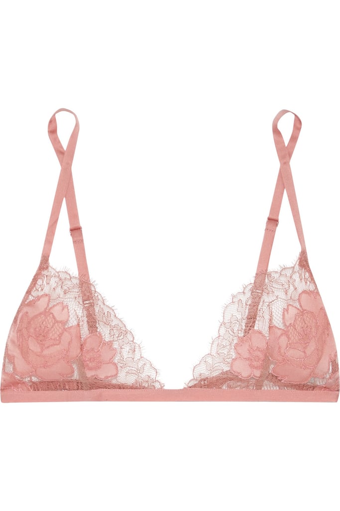 Carine Gilson Silk Satin-Trimmed Lace Soft-Cup Bra