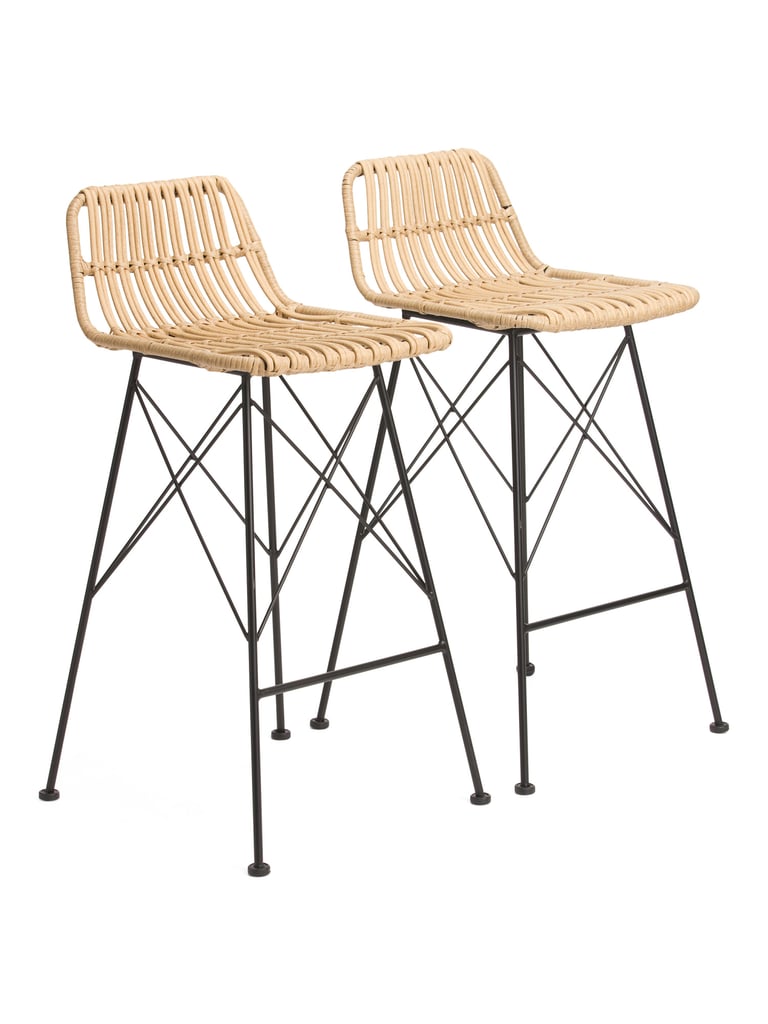 Set of Two Indoor Outdoor Natural Barstools