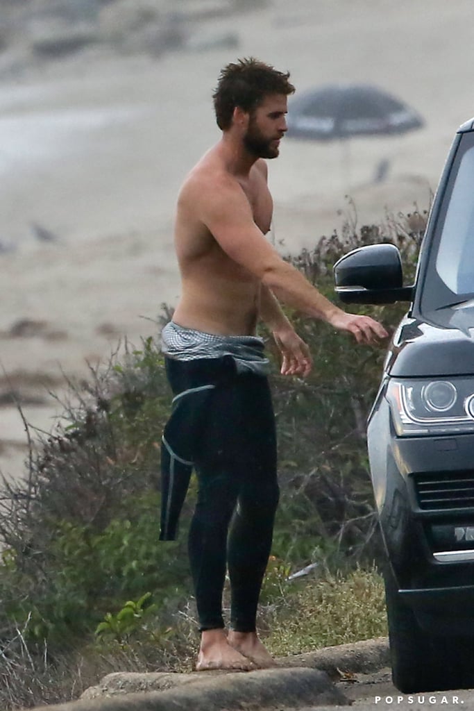 Liam Hemsworth Surfing in Malibu October 2016