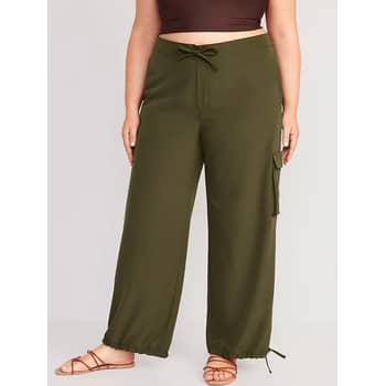 High-Waisted StretchTech Wide-Leg Cargo Pants