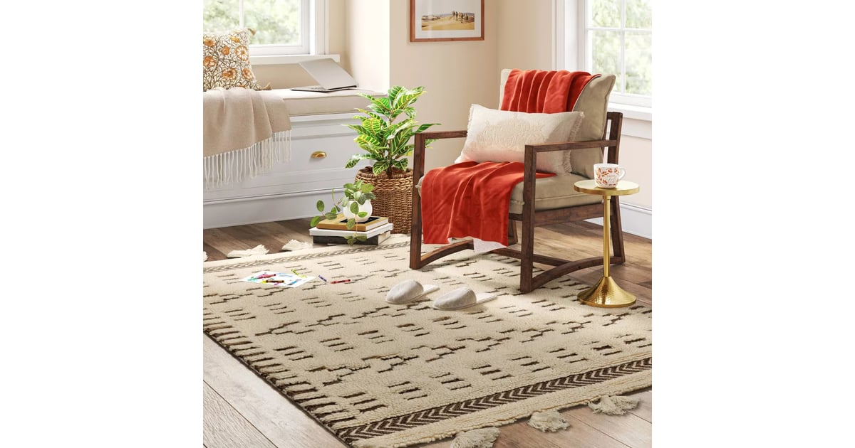 A Rug With Tassels Threshold Hand Tufted Geo Wool Shag Area Rug Best