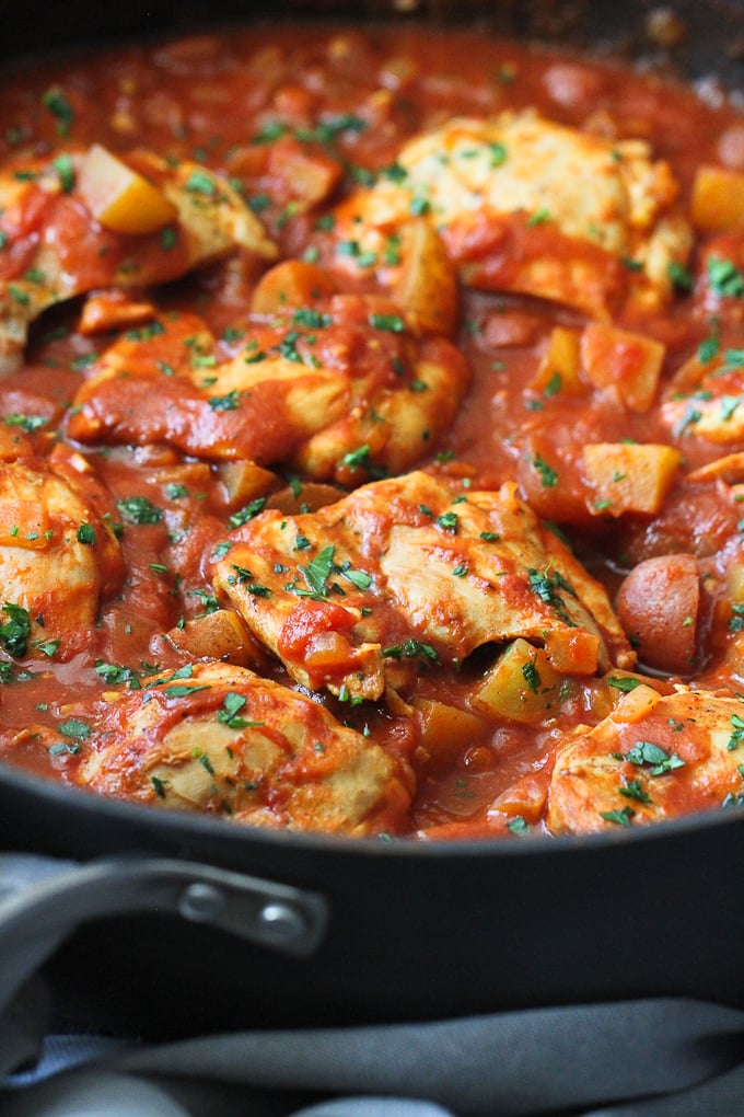 One-Pot Curry Tomato Chicken and Potatoes