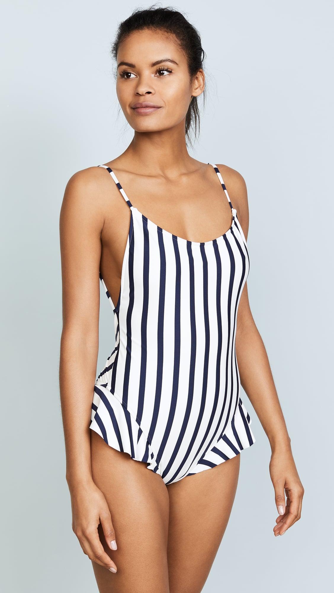 Milly Stripe Bondi Ruffle One Piece | Rita Ora's Sexy Striped
