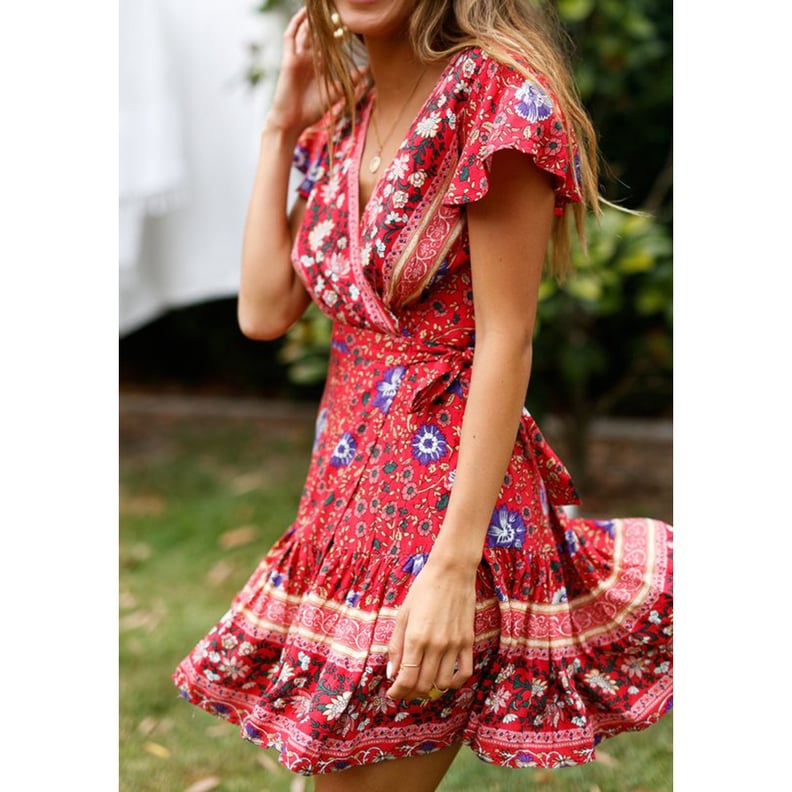 Summer Floral Chiffon Wrap Dress