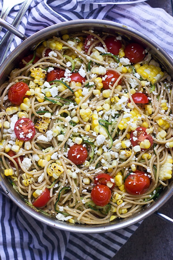 Summer Vegetable WholeWheat and Zucchini Spaghetti Summer Zucchini