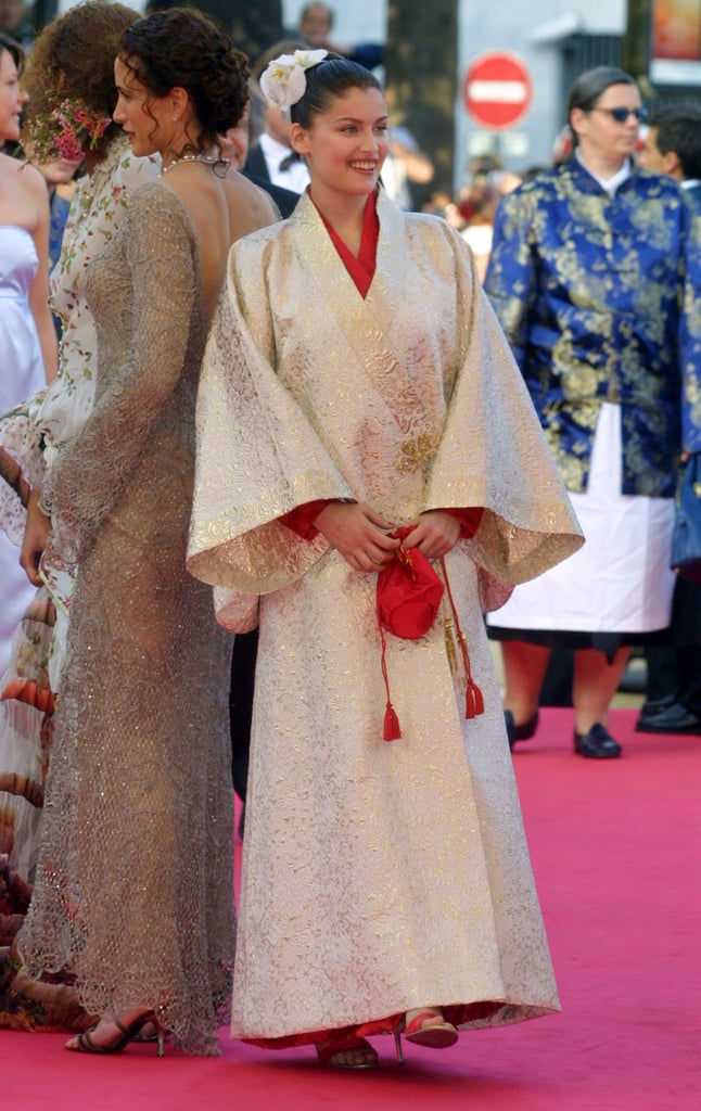 Laetitia Casta made headlines by wearing this silk kimono on the Cannes red carpet in 2001.