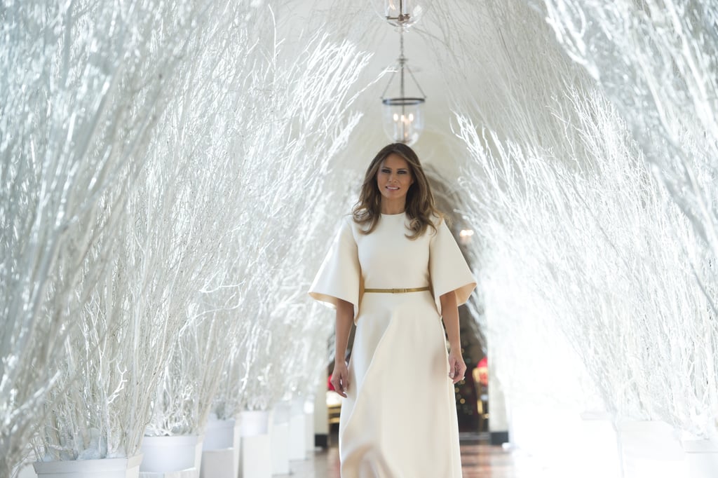Melania Trump Wearing White Midi Dress Popsugar Fashion Photo 2