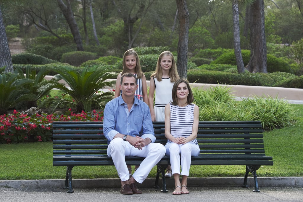 In Mallorca, posing for their official family portraits.