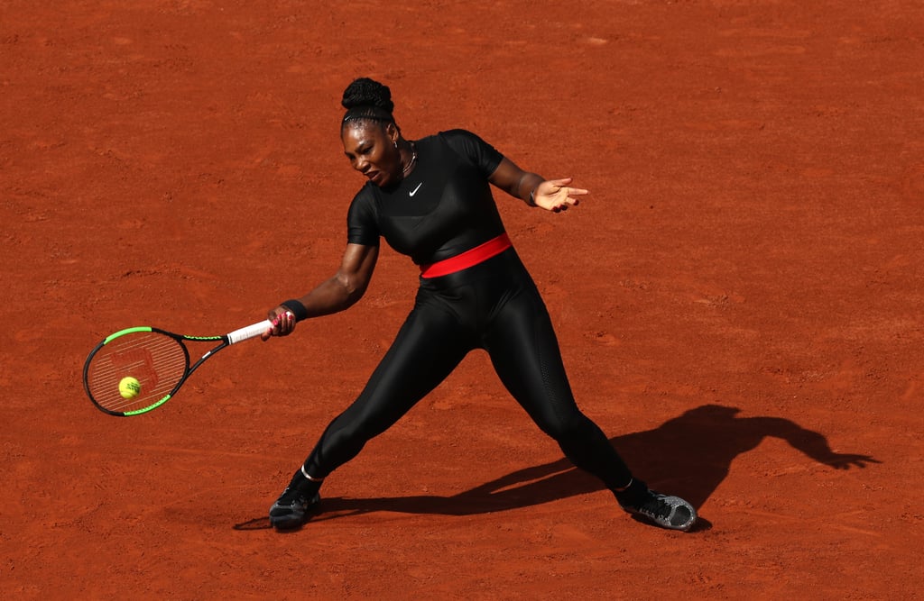 Serena Williams Wearing a Black Bodysuit at the French Open in 2018
