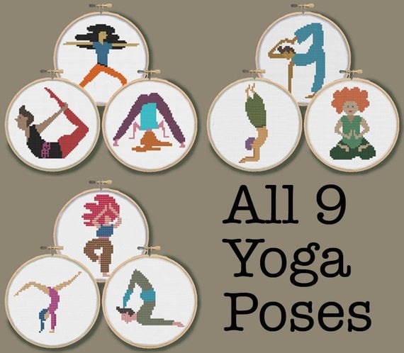 Nine Mini Yoga Poses patterns