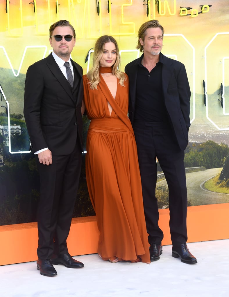 Leonardo DiCaprio, Margot Robbie, and Brad Pitt at the UK premiere of Once Upon a Time in Hollywood.