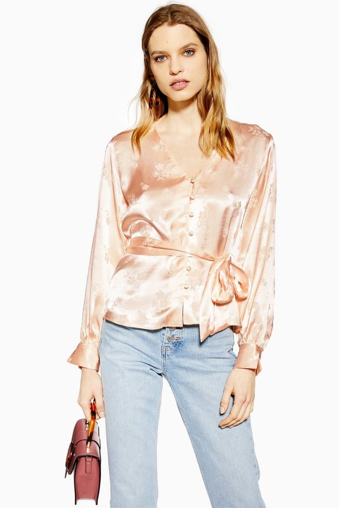 Topshop Floral Jacquard Top