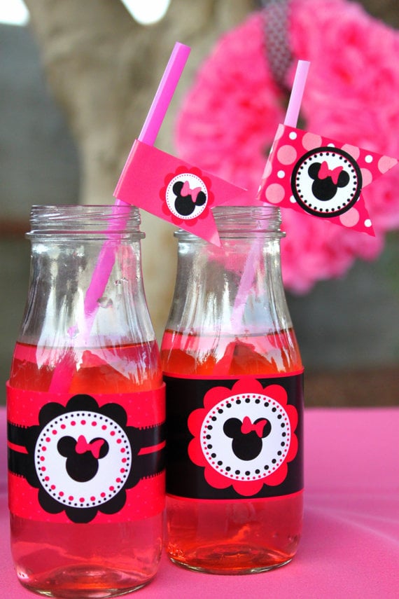 Minnie Mouse Party Drink Labels Printable Minnie Water Bottle