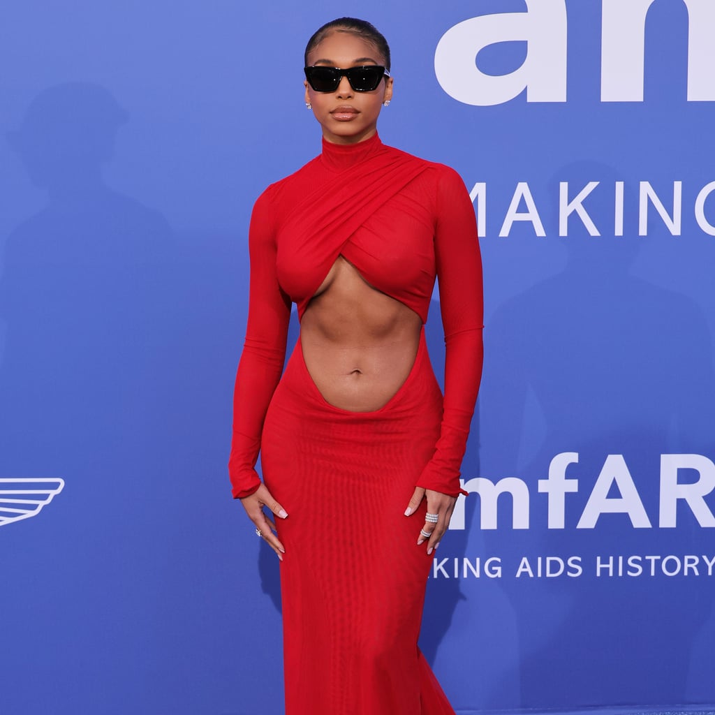 Lori Harvey Shows Off Her Underboob and Abs in an Extreme-Front-Cutout Dress
