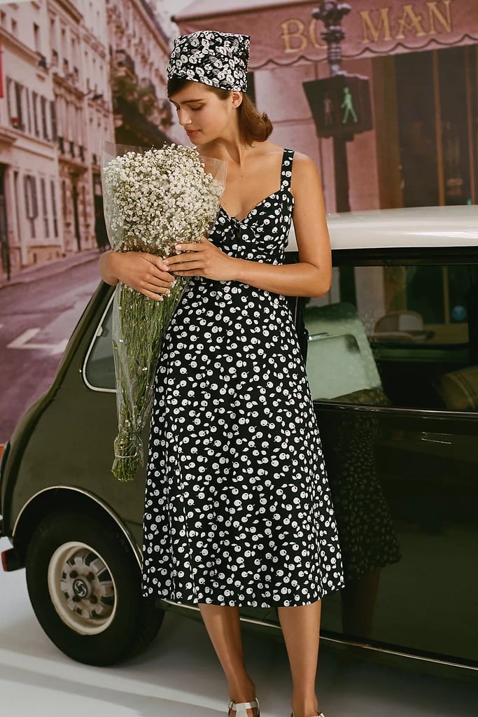 Subtle Cherry Print: Cecilia Pettersson Tie-Front Midi Dress