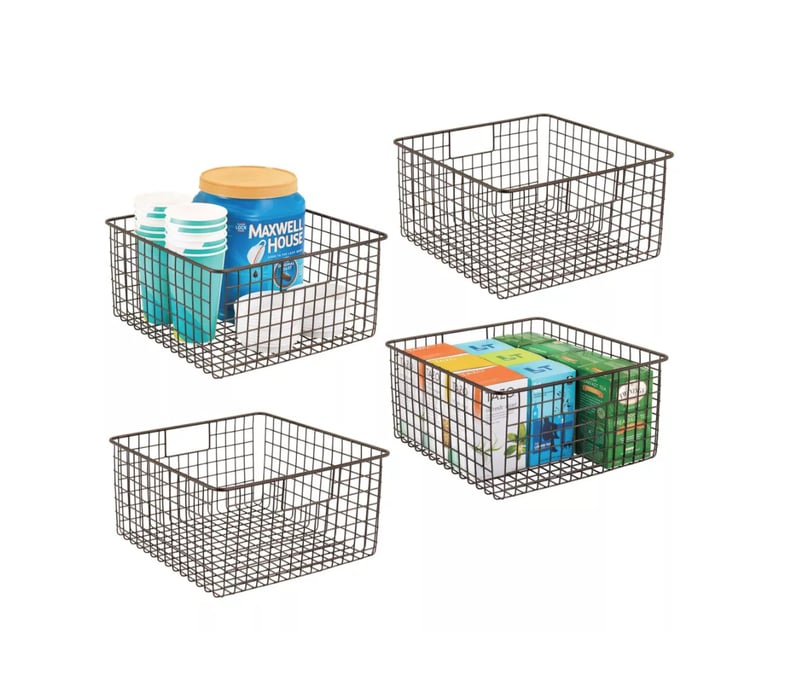mDesign Metal Wire Food Storage Organizer Bins