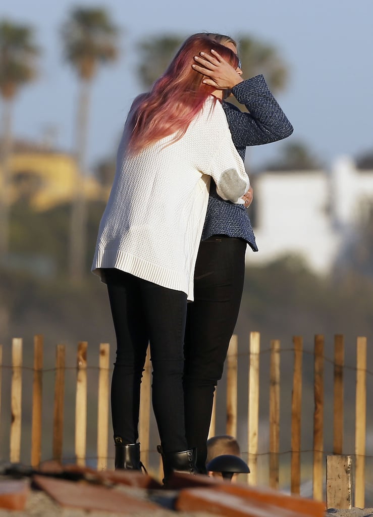 Reese Witherspoon and Ava Phillippe Hugging on the Beach