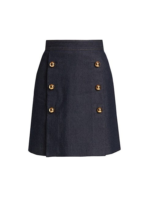 Adam Lippes Denim Double-Breasted Skirt