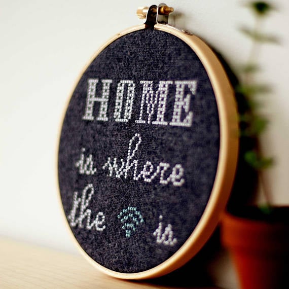 "Home Is Where the WiFi Is" Cross-Stitch Hoop ($28)