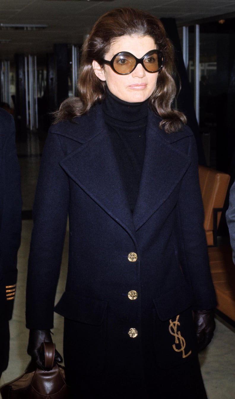 Jackie Kennedy at Heathrow Airport in 1970