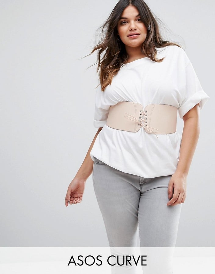 Asos Wide Corset Belt In Nude