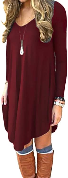 DEARCASE Long-Sleeve Casual Loose T-Shirt Dress