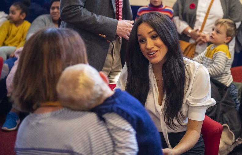 Meghan Markle Wearing Her Zodiac Necklaces at Broom Farm Community Centre