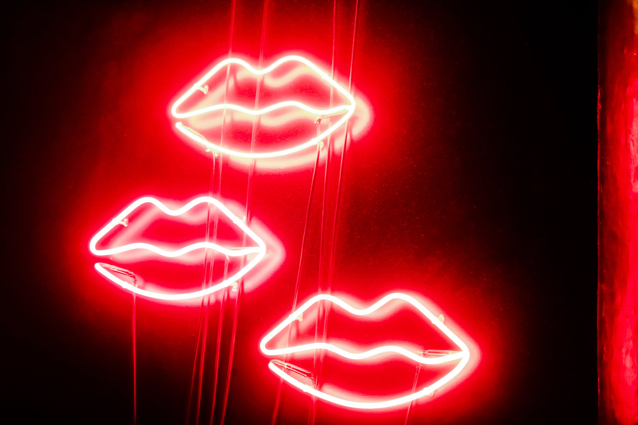 Lip shaped neon signs
