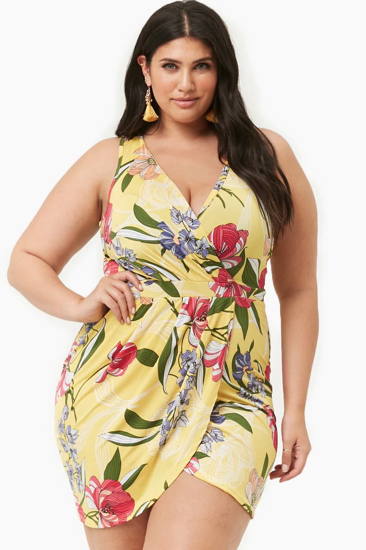 Forever 21 Floral Surplice Tulip-Hem Mini Dress