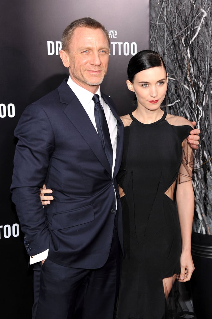 Rooney Mara Black Prabal Gurung Dress with Daniel Craig at The Girl ...
