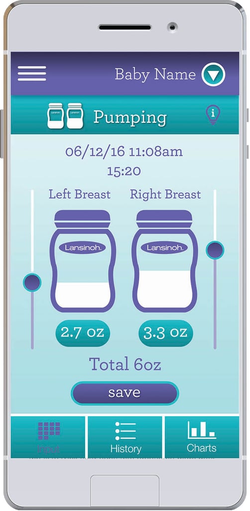 From the moment the pump is turned on, the app automatically tracks the time and date of the pumping session. Simple, manual inputs of milk volume complete the pumping session.