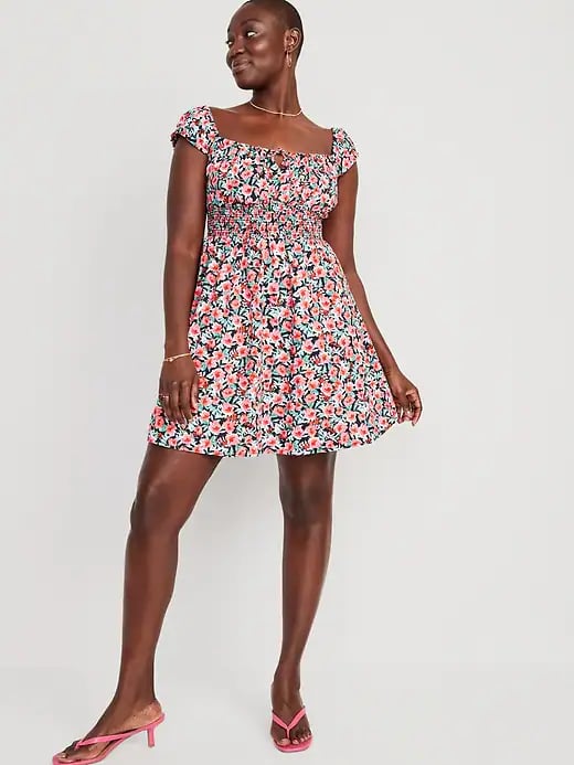 Old Navy Waist-Defined Floral Mini Dress