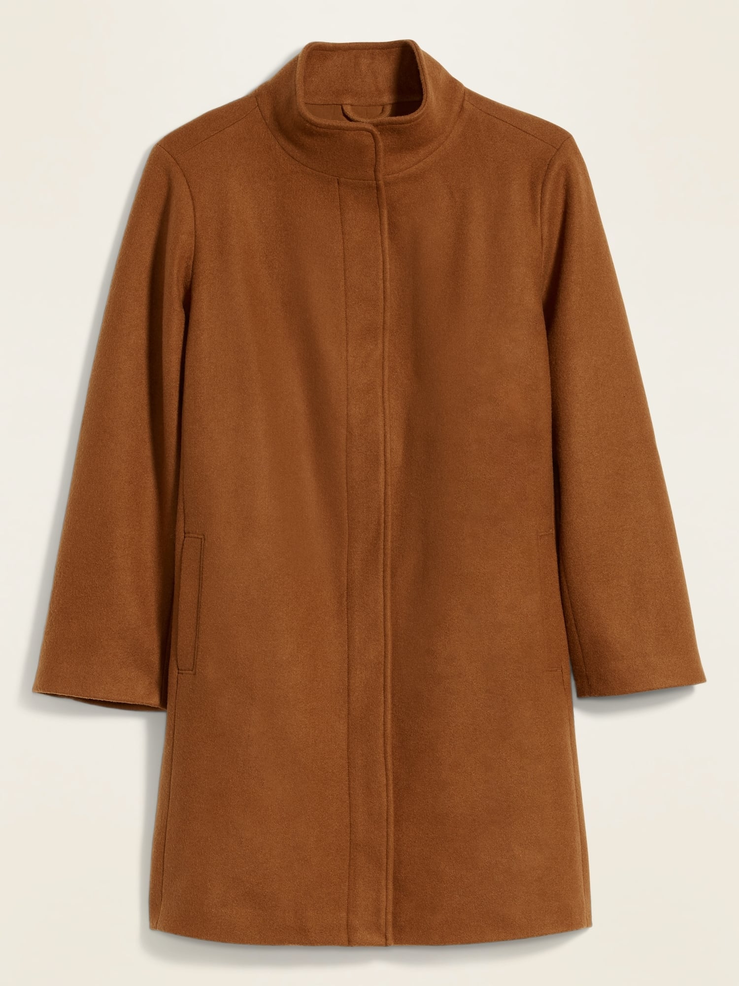 Soft brushed funnel outlet neck coat