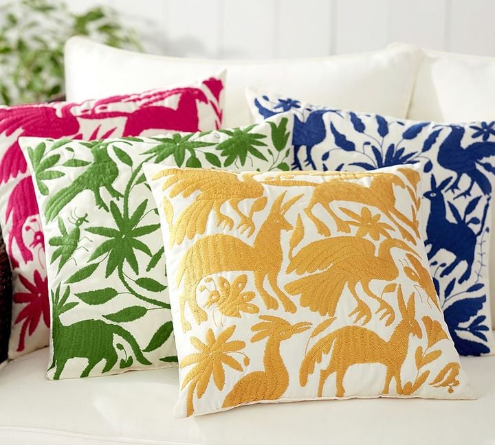 Indoor/Outdoor Otomi Embroidered Pillow ($50)