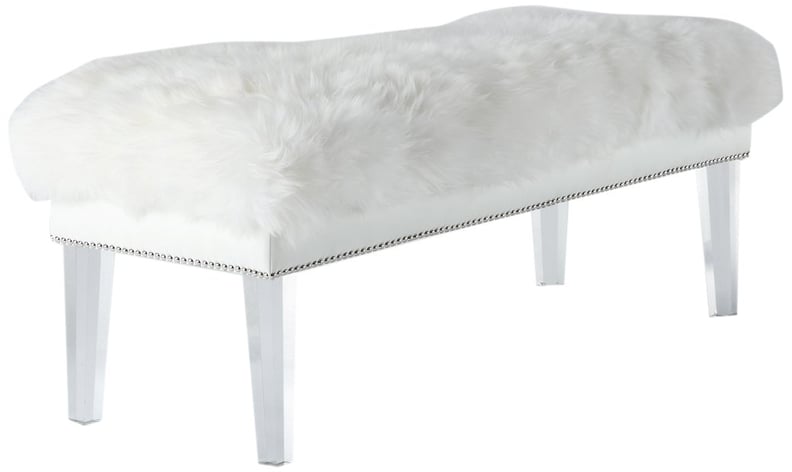 Tov Furniture The Luxe Collection Modern Sheep Skin Upholstered Wood Accent Bench