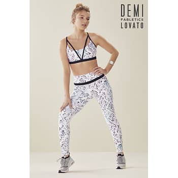 Demi Lovato: Black Sports Bra, Printed Leggings