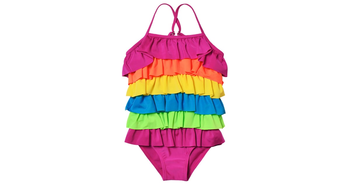 Ruffled Rainbow Striped Bathing Suit Best Rainbow Swimsuits For Kids