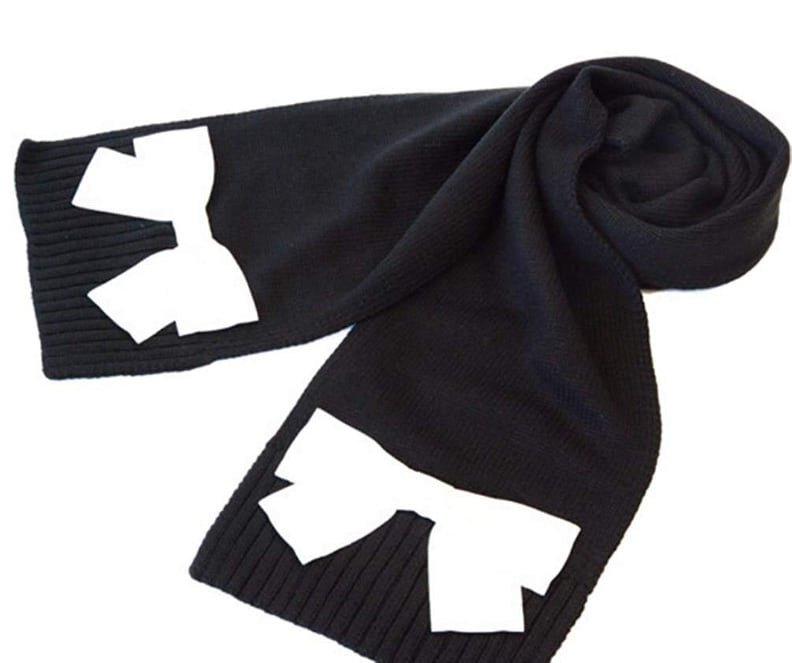 Kate Spade Black Cream Grosgrain Bows Muffler Scarf