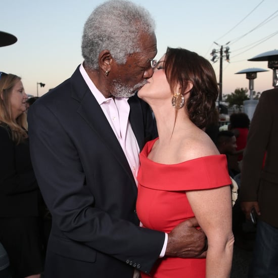 Morgan Freeman and Marcia Gay Harden Kissing at CBS Party