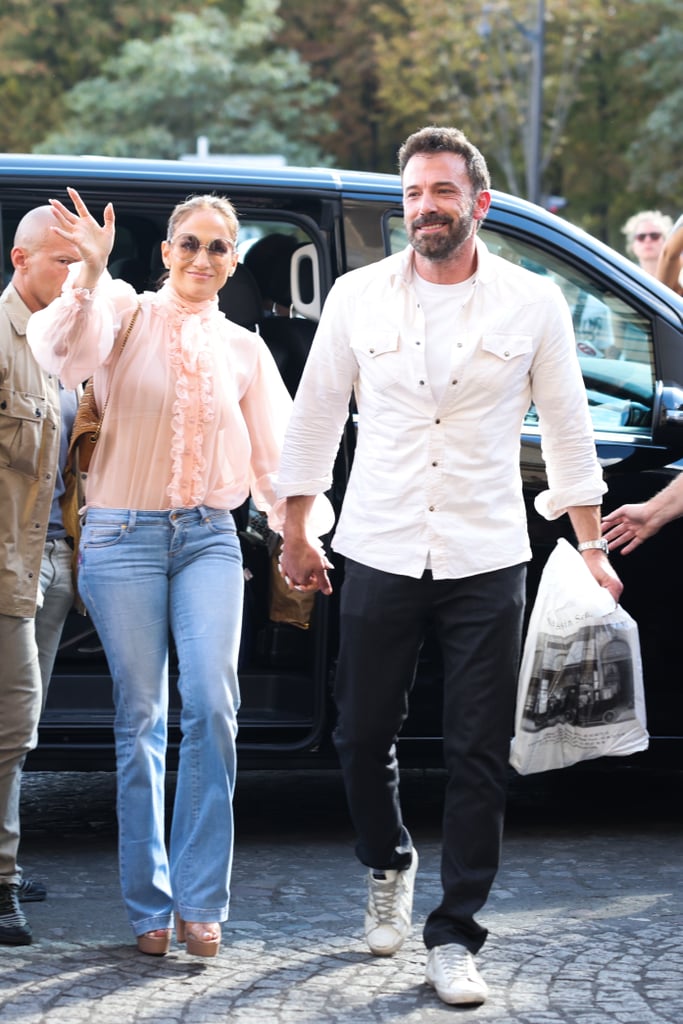 J Lo's Pink Pussy Bow Blouse With Ben Affleck on Honeymoon