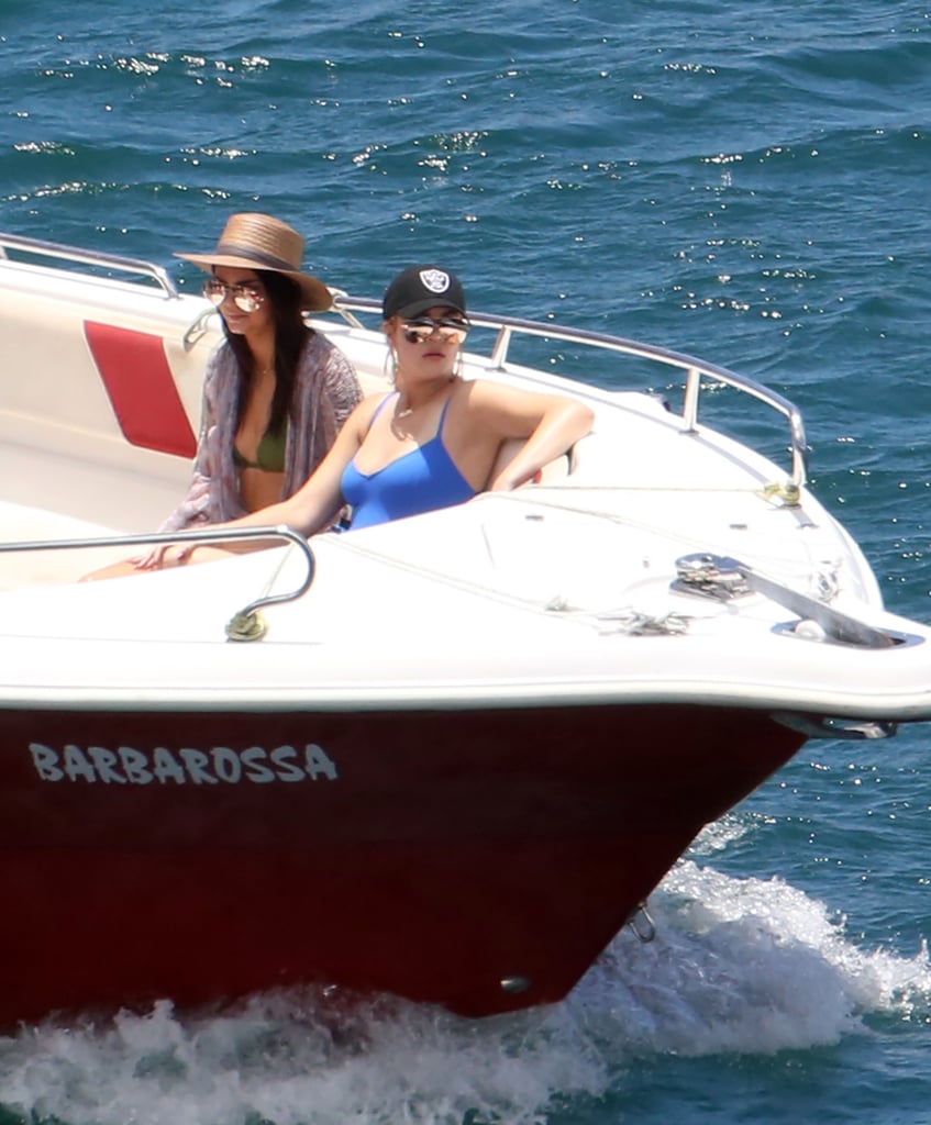 Khloé's electric-blue suit could be spotted from a mile away.