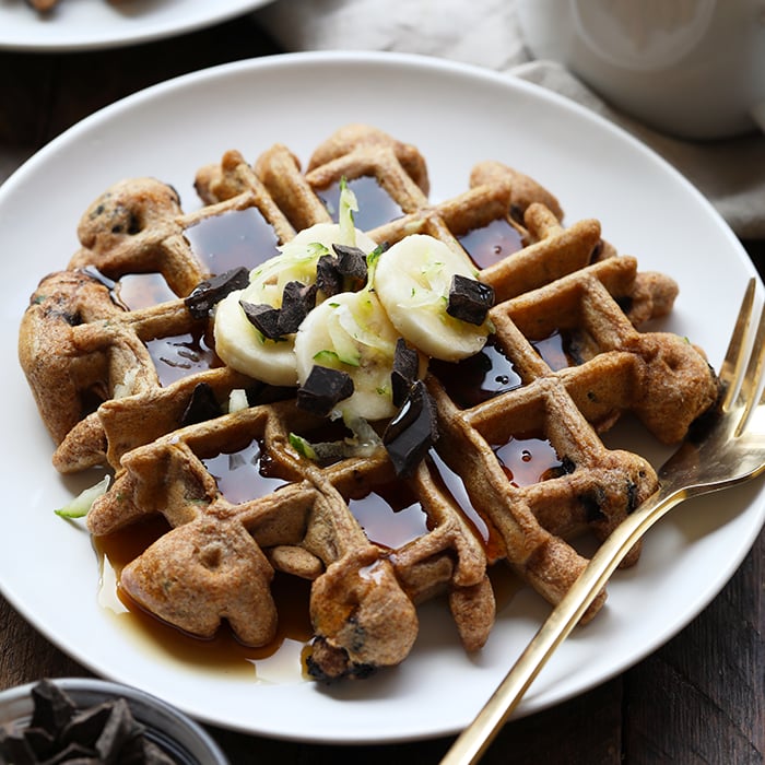 Whole Wheat Zucchini Chocolate Chunk Waffles