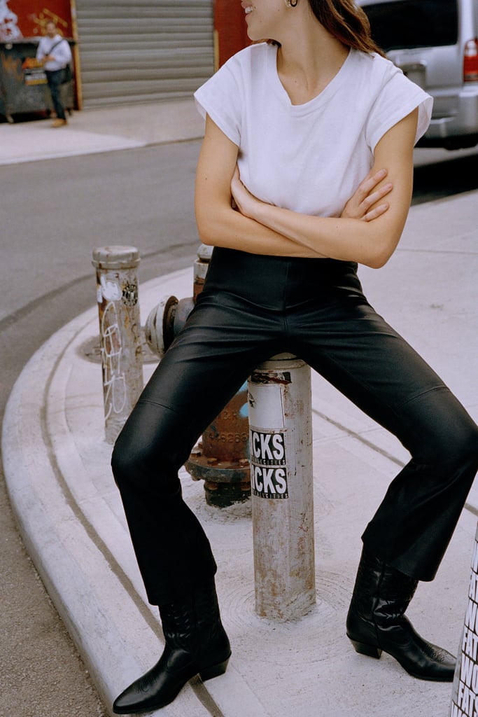 kick flare leather pants