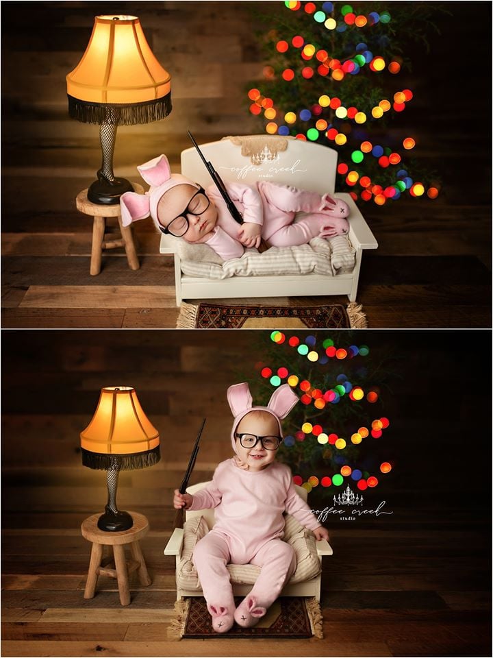Christmas Vacation and A Christmas Story Newborn Photo Shoot