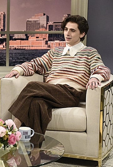 Timothée Chalamet Dressed in Gucci as Harry Styles on SNL