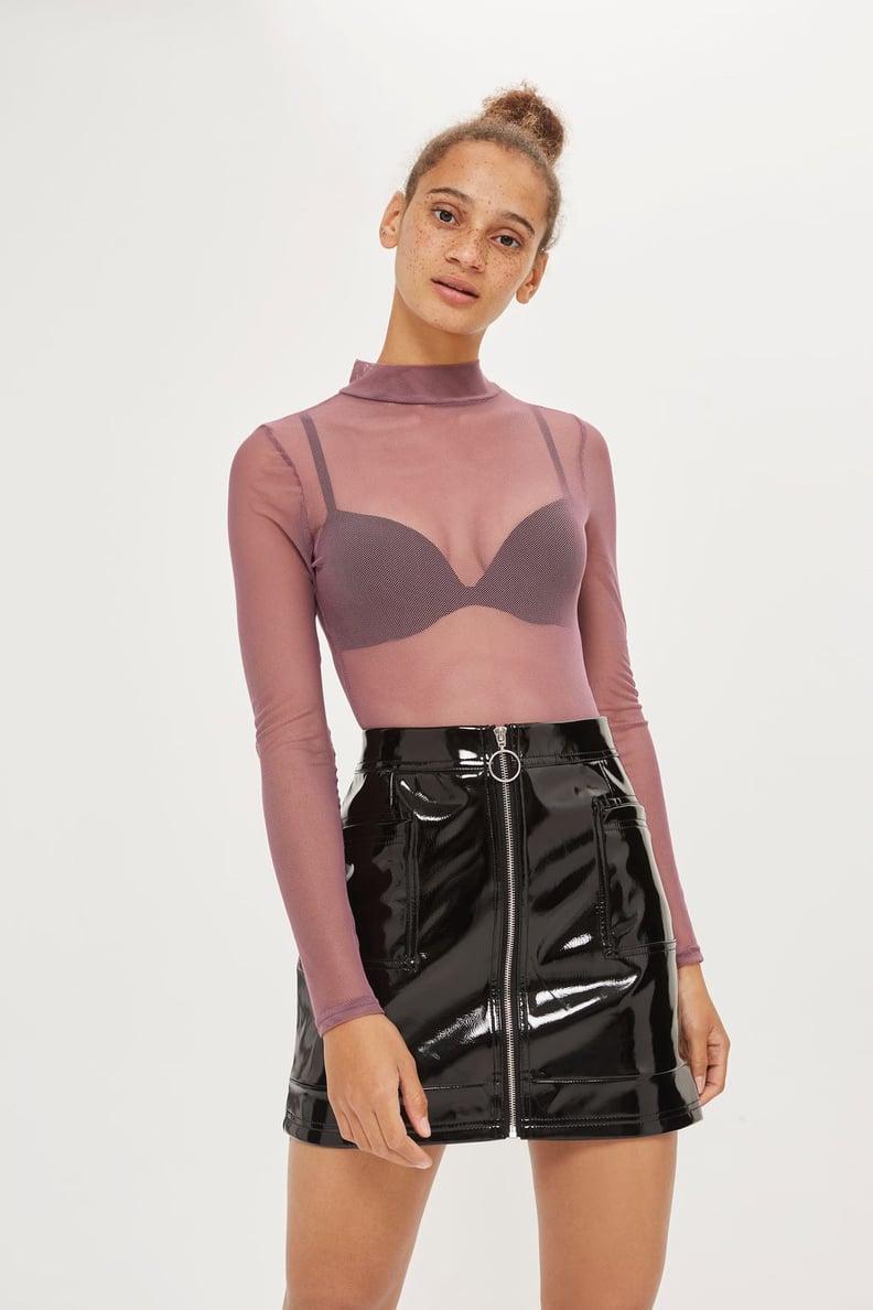 Topshop Turtle Neck Mesh Bodysuit