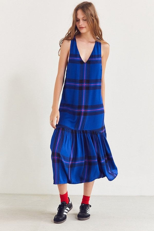 Cooperative Drop-Waist Plaid Midi Dress