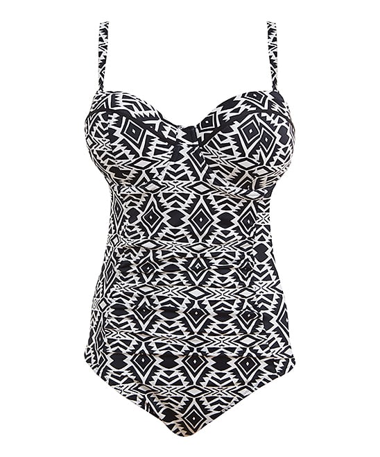 Ashley Graham's Black-and-White One-Piece Swimsuit | POPSUGAR Fashion