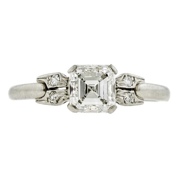 "We also have a lot of clients searching for Asscher cut diamonds. These square step cuts have a clean, classic, geometric appeal that looks great in anything, from a solitaire mounting to a bold art deco design."