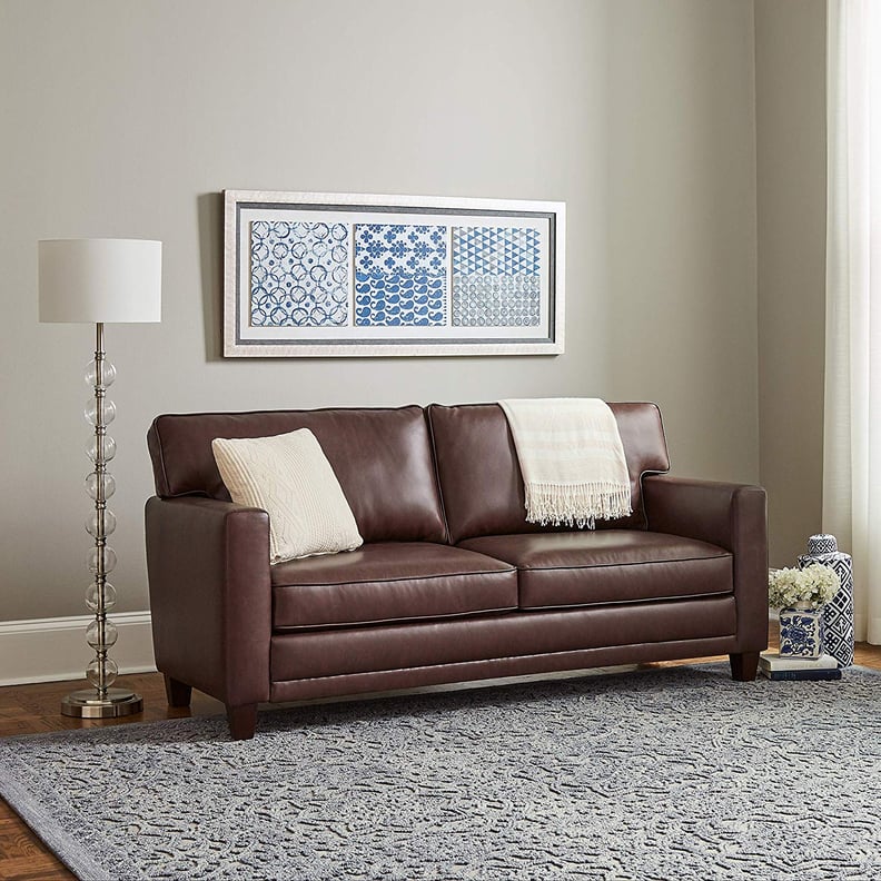 Ravenna Home Modern Faux Leather Sofa